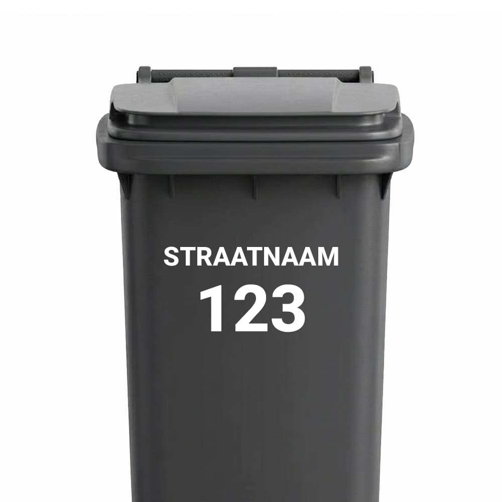 Straatnaam + Huisnummer - Container / Kliko sticker - vinyl sticker kopen bij De Stickerbaas