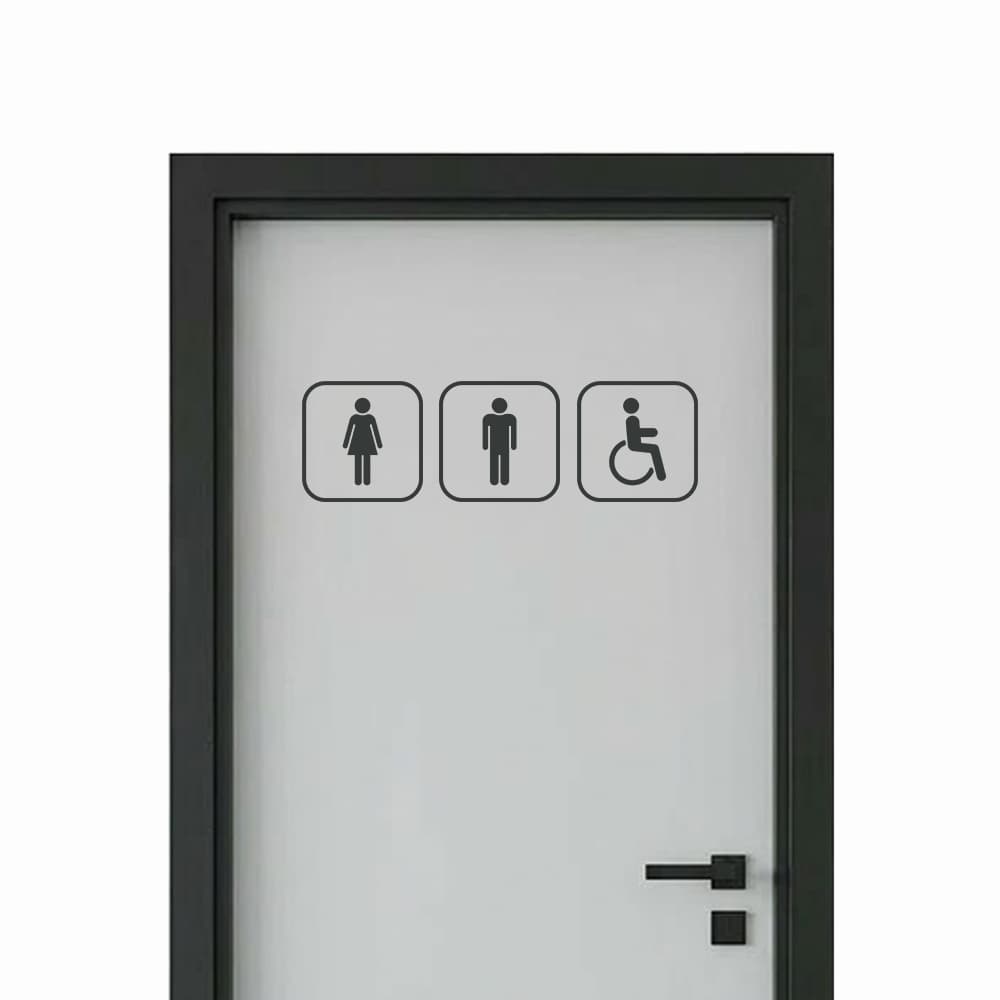 Toilet deurstickers - Set van 3 - vinyl sticker kopen bij De Stickerbaas