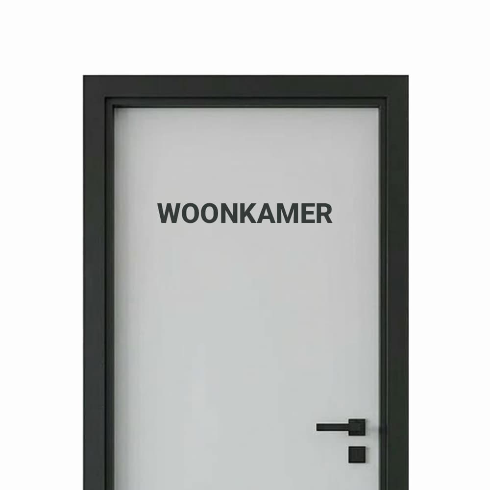 Woonkamer deursticker - Strakke letters - vinyl sticker kopen bij De Stickerbaas