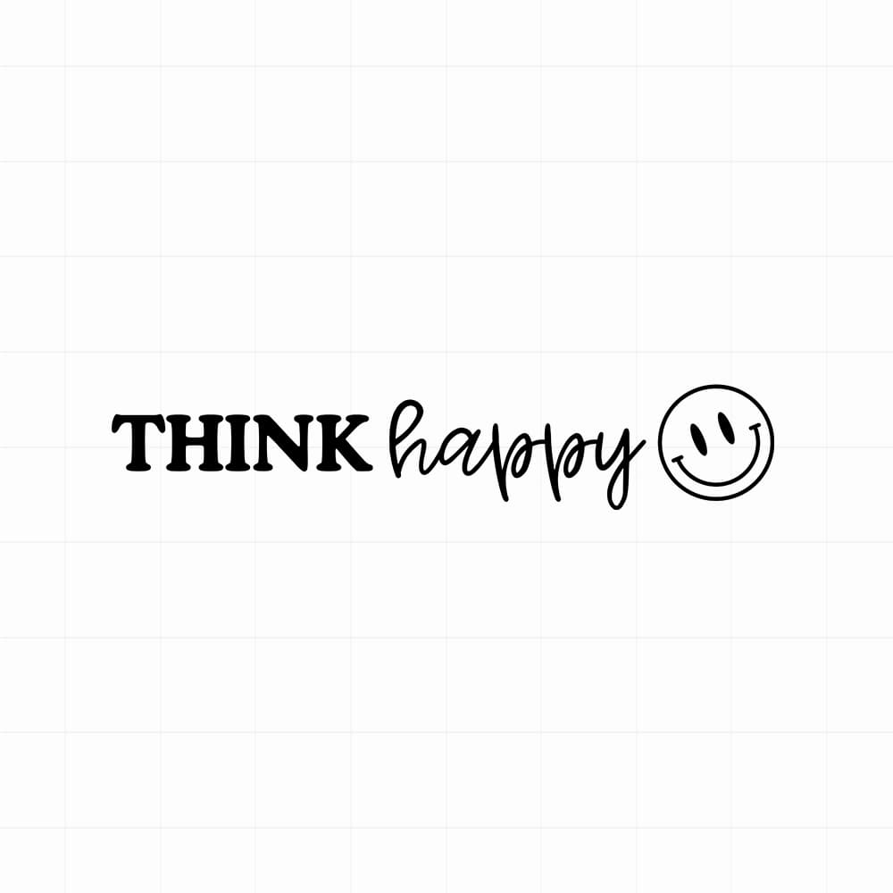 Think happy sticker - Leuke (auto)spiegel motivatie sticker - vinyl sticker kopen bij De Stickerbaas